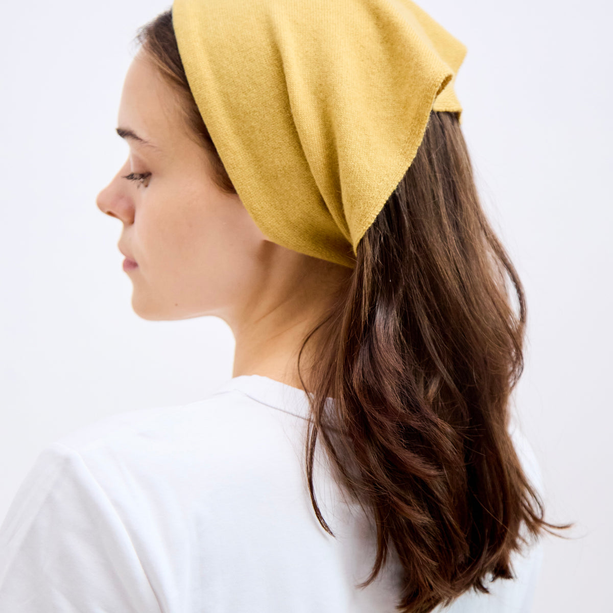 Dreieckstuch aus 100% Kaschmir - mustard