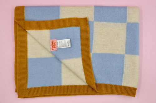 Babydecke aus 100% Kaschmir - beige/blau