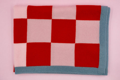 Babydecke aus 100% Kaschmir - rosa/rot