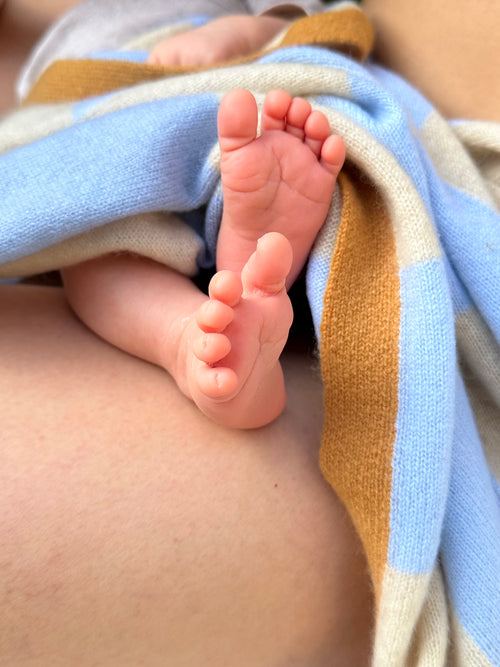 Baby blanket made of 100% cashmere - beige/blue